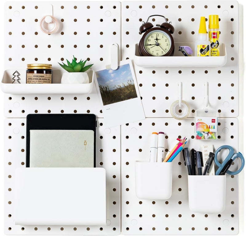 VUSIGN Peg Board Combination Kit, 22"x22" Pegboards and Accessories for Wall Organization with Two Installation Modes, Pegboard Wall Organizer for Office, Home, Desk,White Peg Board - Image 1